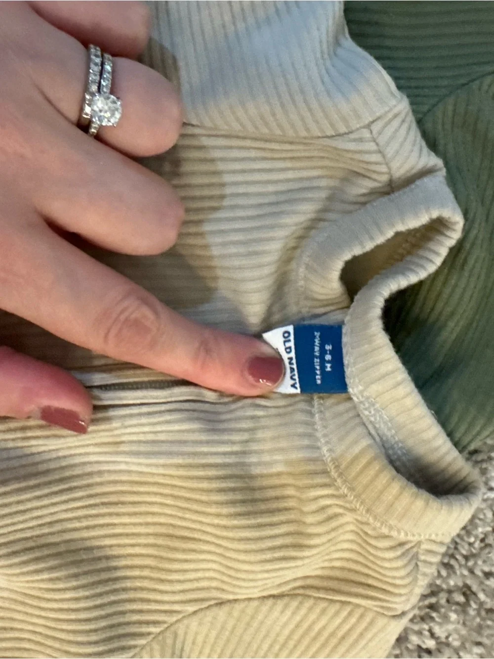 Old Navy Ribbed Footed Rompers in Olive Green and Cream